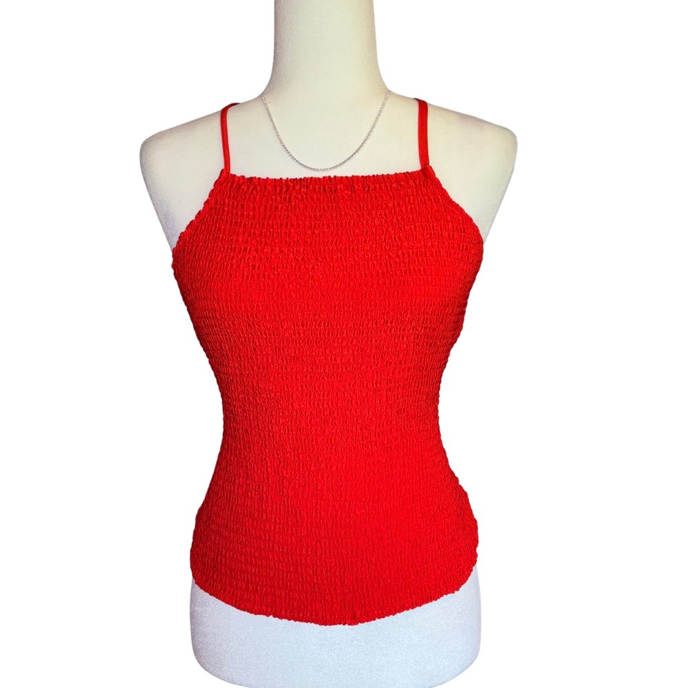 a new day Red Smocked Camisole Tank Adjustable Back Straps NWT Women’s Size XXL